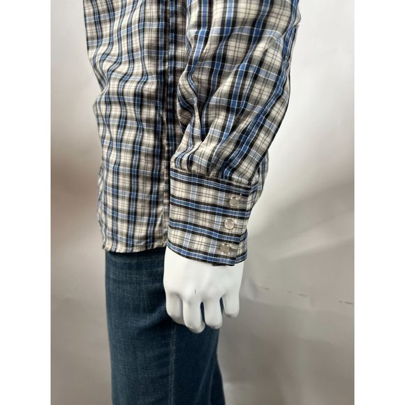 Coyote Mood Pearl Snap Western Shirt  LT Blue  Plaid 65% Polyester 35% Cotton - Picture 9 of 16